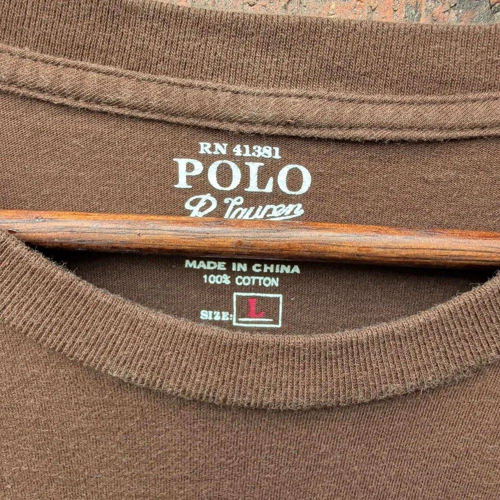 Polo Ralph Lauren Pocket T-Shirt Mens Large Brown Short Sleeve Pony Logo Tee